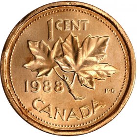 Canadian Cent Maple Leaf Twig Penny Coin Brilliant Uncirculated