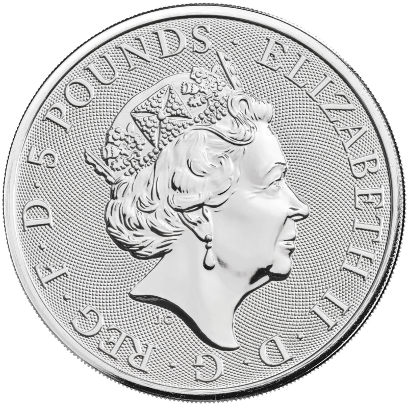 2021 Great Britain £5 Queen's Beasts: The White Greyhound of Richmond ...