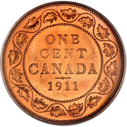 1911 Canadian 1-Cent Large Penny Coin (VF)