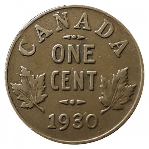 1930 Canadian 1-Cent Small Penny Coin-F grade