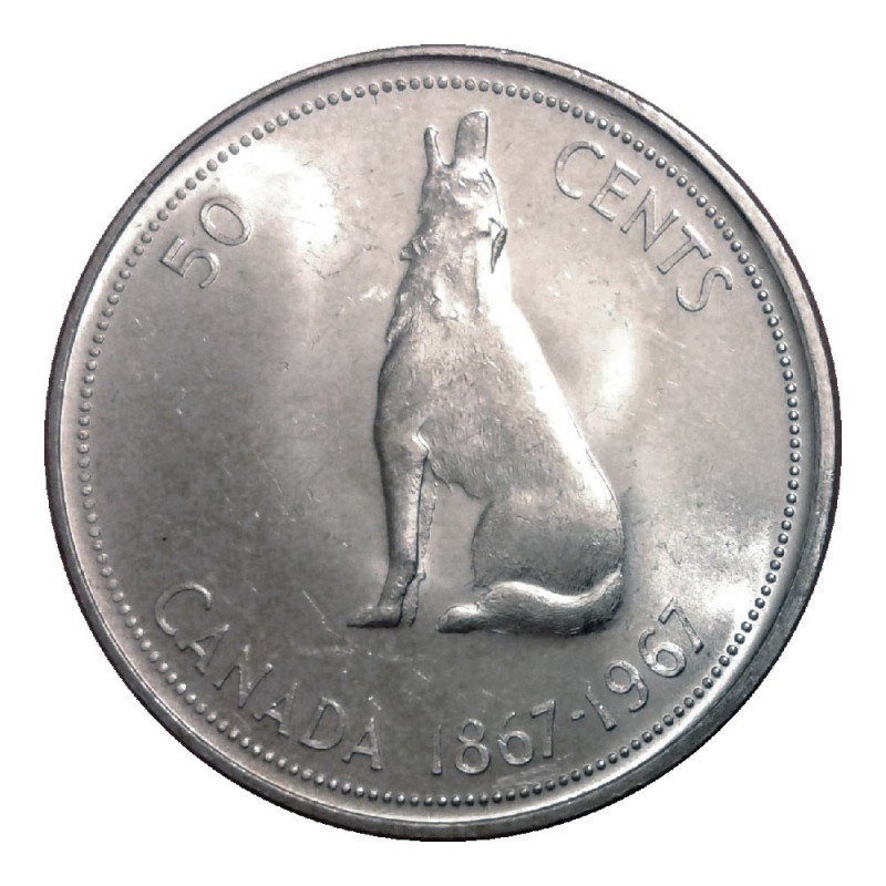 CANADA: 1967 Wolf 50 Cents  North & Central American and Caribbean Coins
