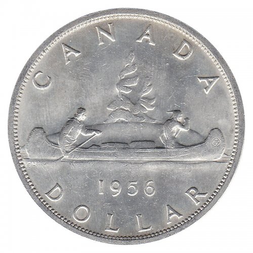 1956 Canadian $1 Voyageur Silver Dollar Coin (VF+)