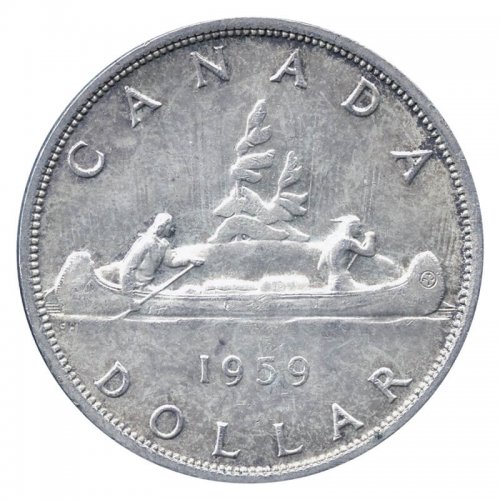 1959 Canadian $1 Voyageur Silver Dollar Coin-EF or Better