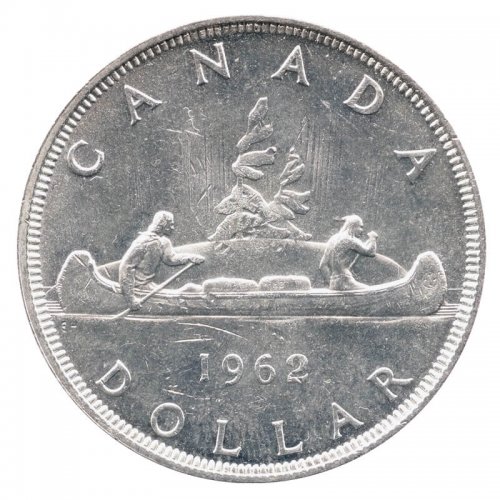 1962 Canadian $1 Voyageur Silver Dollar Coin (AU or Better)