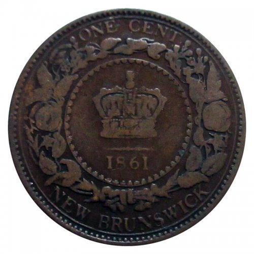 1861 New Brunswick 1-Cent Large Penny Coin (VF)