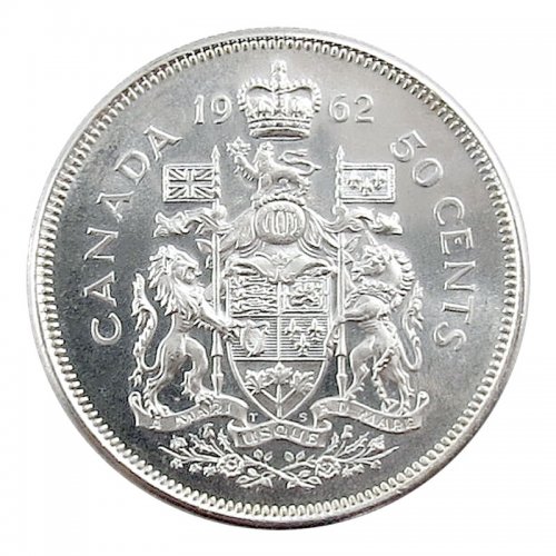 1962 Canadian 50-Cent Coat of Arms Silver Half Dollar Coin (Brilliant ...