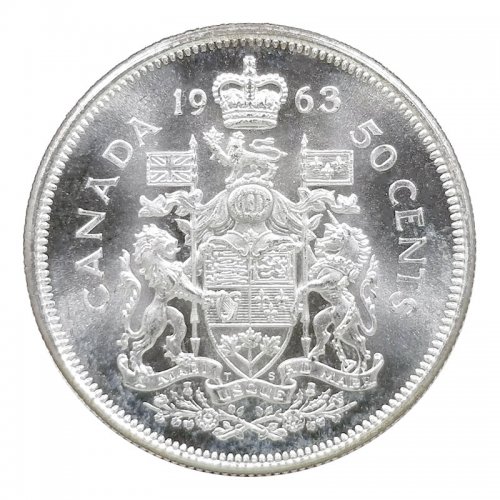 1963 Canadian 50-Cent Coat of Arms Silver Half Dollar Coin (Brilliant ...