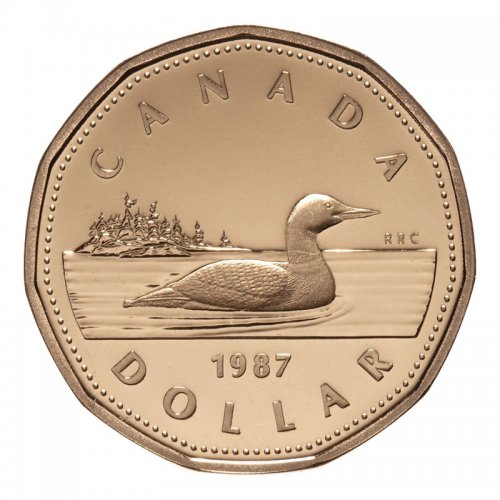 1987 Canadian $1 Common Loon Dollar Coin (Brilliant Uncirculated)-toned