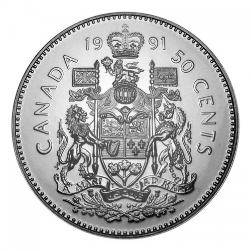 1991 Canadian 50-Cent Coat of Arms Half Dollar Coin (Brilliant ...