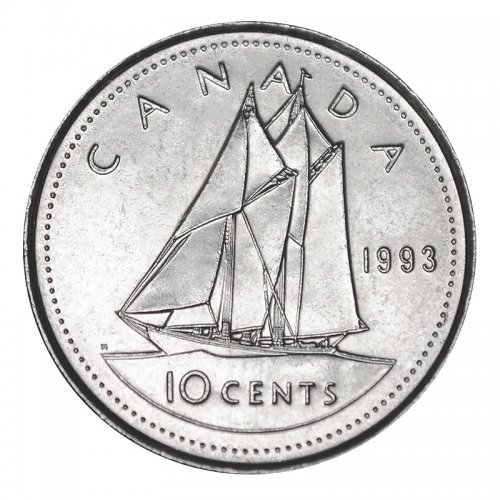 1993-canadian-10-cent-bluenose-schooner-dime-coin-brilliant-uncirculated