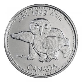 1999 Canadian 25-Cent February: Etched In Stone Millennium Quarter