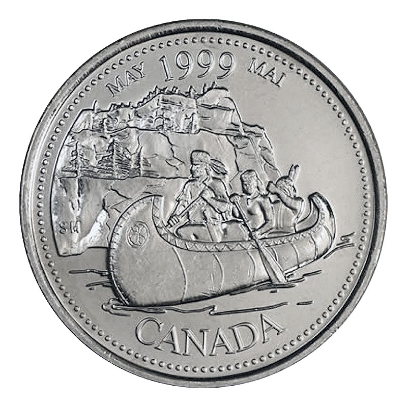 1999 Canadian 25 Cent May The Voyageurs Millennium Quarter Coin Brilliant Uncirculated 