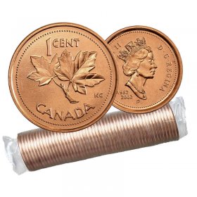 1992 (1867-) Canadian 1-Cent Maple Leaf Twig/Confederation Penny Coin ...