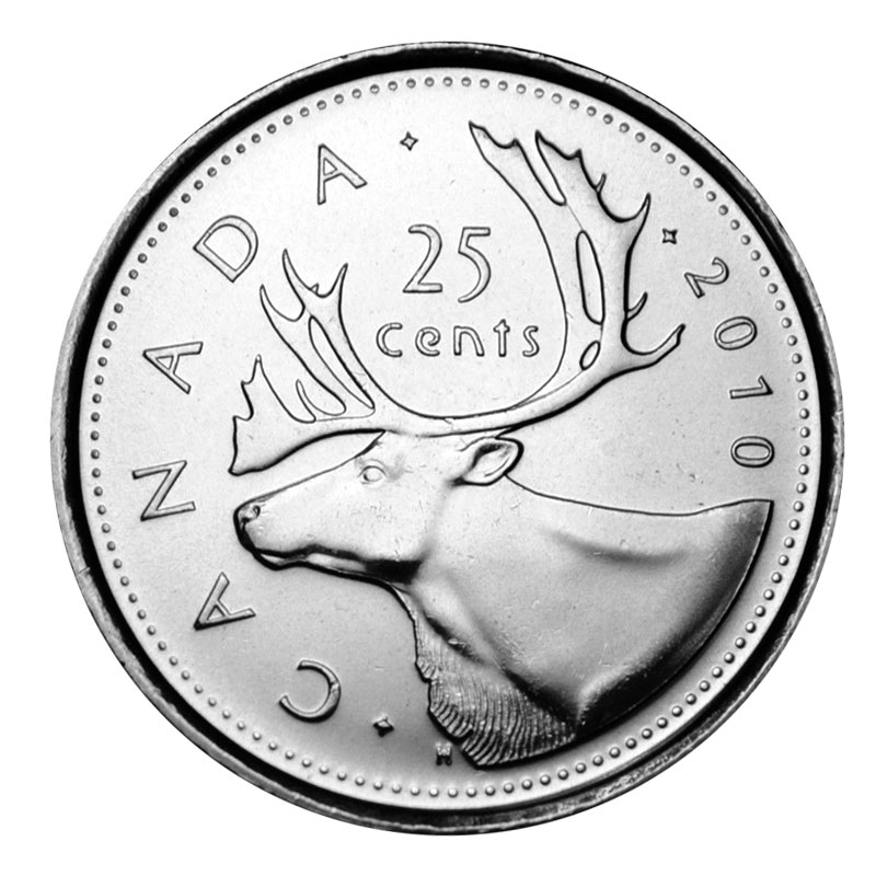 10 Canadian 25 Cent Caribou Quarter Coin Brilliant Uncirculated