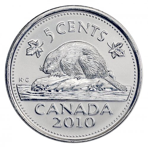 2010 Canadian 5-Cent Beaver Nickel Coin (Brilliant Uncirculated)