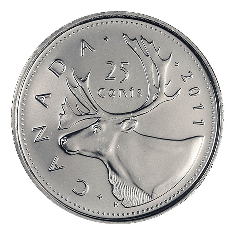 11 Canadian 25 Cent Caribou Quarter Coin Brilliant Uncirculated