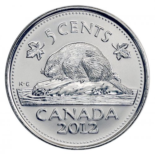 2012 Canadian 5-Cent Beaver Nickel Coin (Brilliant Uncirculated)