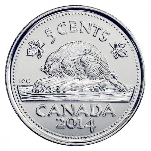 2014 Canadian 5-Cent Beaver Nickel Coin (Brilliant Uncirculated)