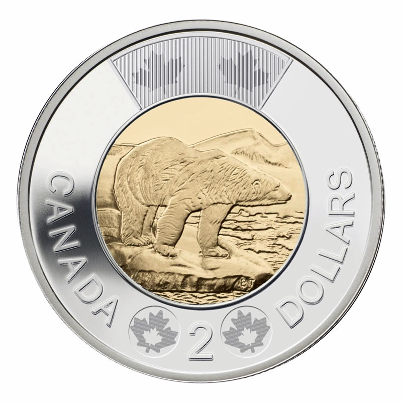 2016 Canadian 2 Polar Bear Toonie Coin Brilliant Uncirculated