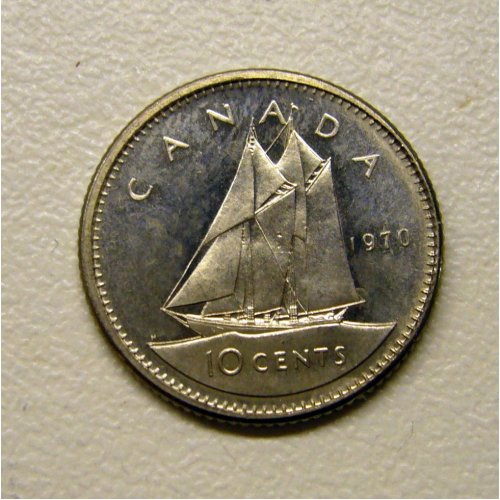 1970 Canadian 10-Cent Bluenose Schooner Dime Coin (Brilliant Uncirculated)