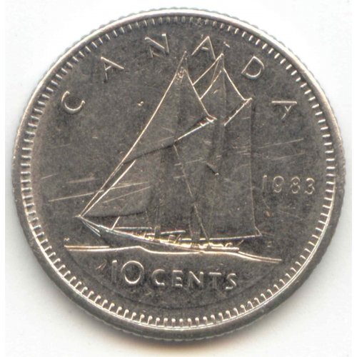 1983-canadian-10-cent-bluenose-schooner-dime-coin-brilliant-uncirculated