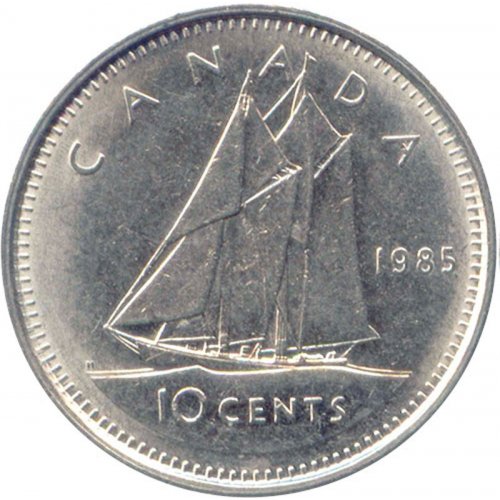 1985-canadian-10-cent-bluenose-schooner-dime-coin-brilliant-uncirculated