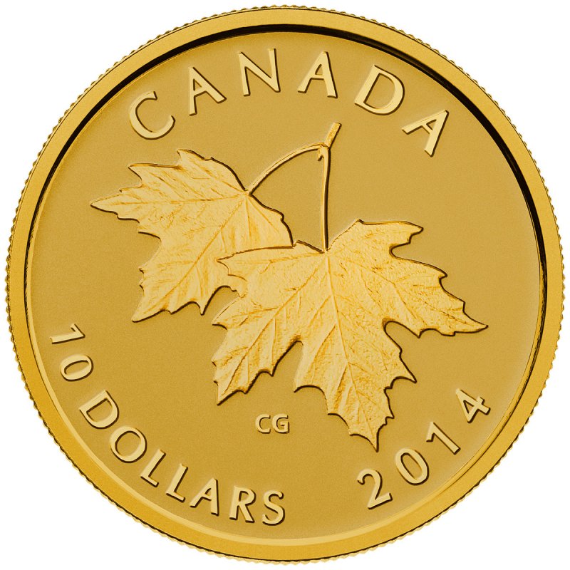 2014 Canadian $10 Maple Leaves with Queen Elizabeth II Effigy from 1953 ...