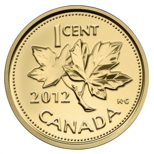 2012 Canadian 1-Cent Farewell to the Penny 1/25 oz Pure Gold Coin