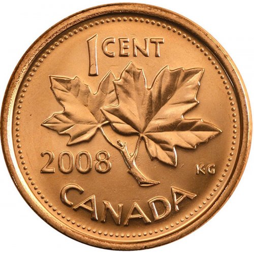 2008 MAGNETIC Canadian 1-Cent Maple Leaf Twig Penny Coin (Brilliant ...