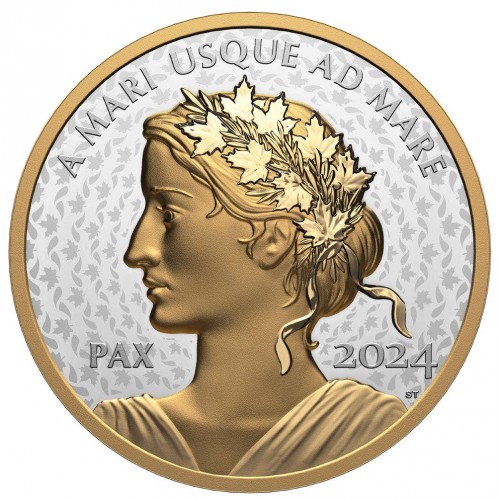 2024 Canadian $1 Peace Dollar - 1 oz Fine Silver Gold-plated Coin