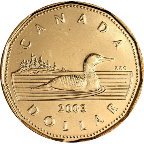 2003 Canadian $1 Common Loon/New Effigy Dollar Coin (Brilliant ...