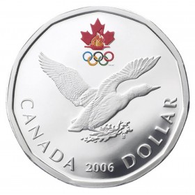 2006 Canadian $1 Olympic Lucky Loonie Dollar Coin (Brilliant  Uncirculated)-lightly toned