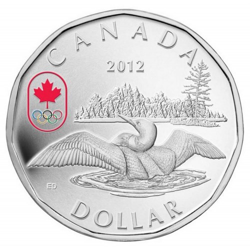 2012 Canadian $1 Olympic Lucky Loonie Proof Silver Dollar Coin