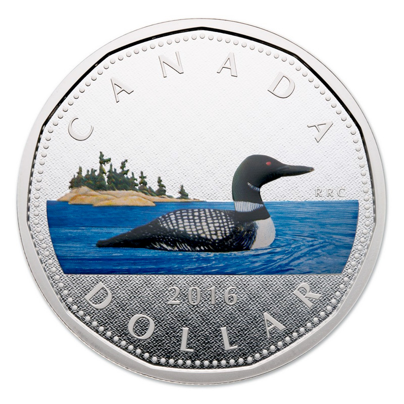 2016 Canadian $1 Big Coin Series: Loon 5-ounce Fine Silver Coloured ...