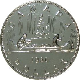 1980 Canadian $1 Voyageur Dollar Coin (Circulated)