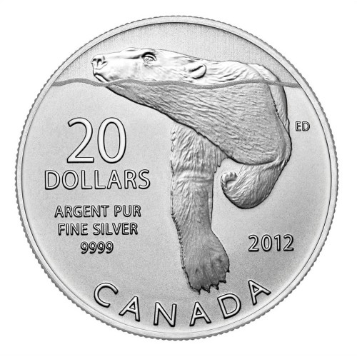 2012 Canadian $20 for $20 Polar Bear Fine Silver Commemorative Coin ...