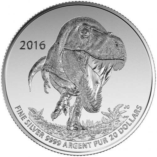 2016 Canadian $20 for $20 Tyrannosaurus Rex Fine Silver Coin