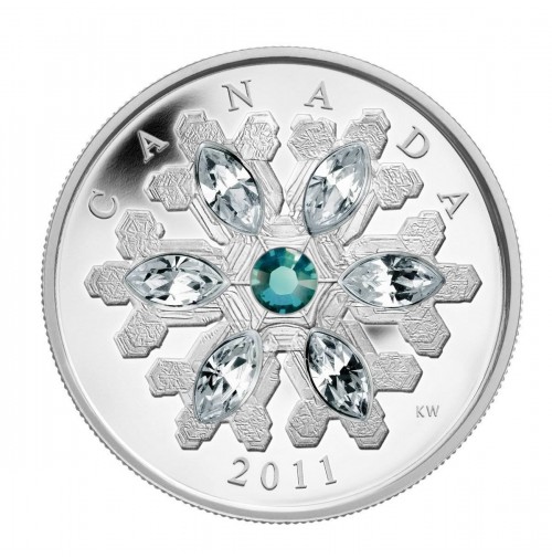 2011 Fine Silver 20 Dollar Coin - Crystal Series: Emerald Crystal Snowflake