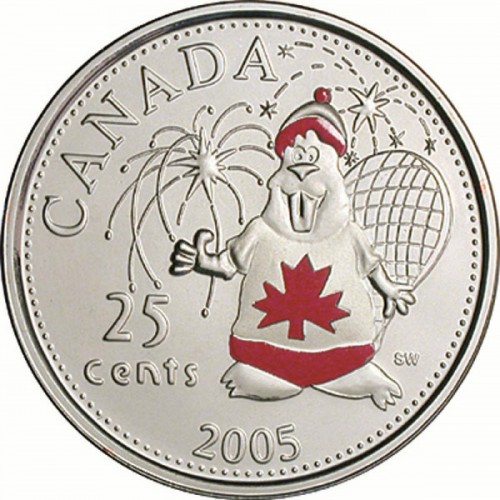 2005 25 Cent Coin - Canada Day Coloured Coin