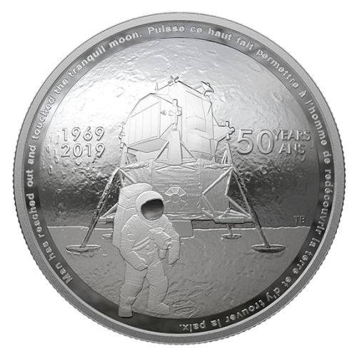 2019 (1969-) Canadian $25 Apollo 11 Moon Landing 50th Anniv Fine Silver ...