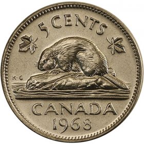 1971 Canadian 5-cent Beaver Nickel Coin (brilliant Uncirculated)