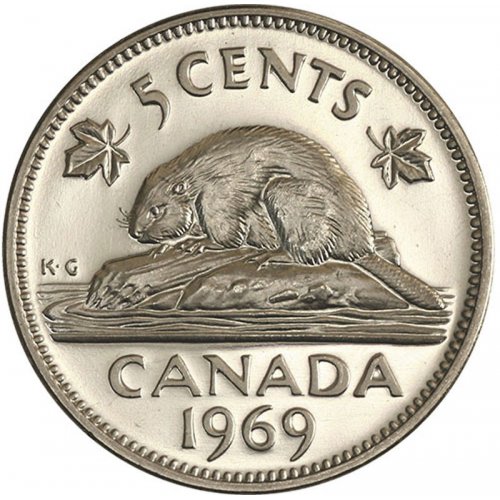 1969 Canadian 5-Cent Beaver (Brilliant Uncirculated)