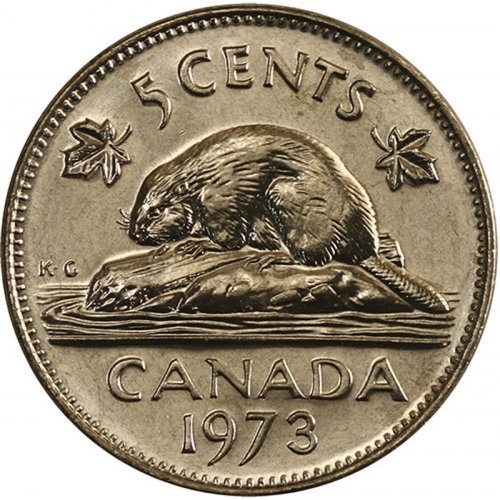 1973 Canadian 5-Cent Beaver Nickel Coin (Brilliant Uncirculated)