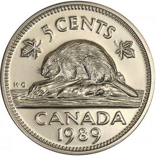 1989 Canadian 5-Cent Beaver Nickel Coin (Brilliant Uncirculated)