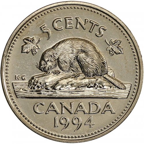 1994 Canadian 5-Cent Beaver Nickel Coin (Brilliant Uncirculated)