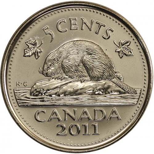 2011 Canadian 5-Cent Beaver Nickel Coin (Brilliant Uncirculated)