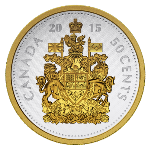 2015 Canadian 50-Cent Big Coin Series: Coat of Arms 5-ounce Fine Silver ...