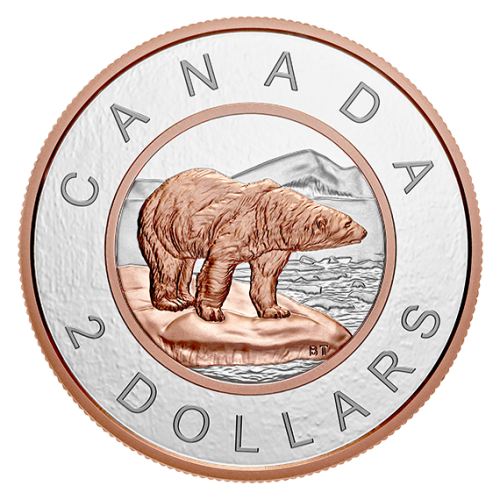 2018 Canadian $2 Big Coin Series: Polar Bear 5-ounce Fine Silver & Rose ...