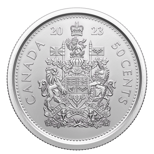 2023 Canadian 50-Cent Coat of Arms/QEII Reign Dates Half Dollar Coin ...