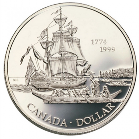 2000 Canadian $1 Voyage of Discovery Brilliant Uncirculated Silver